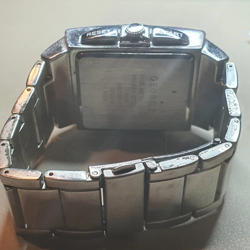 10/$20 George Silver/Black Stainless Steel Analog/Digital Men's Tank Watch